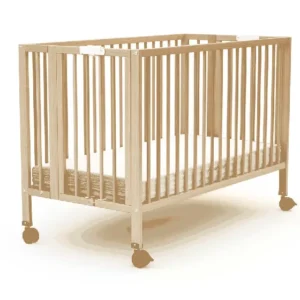 AT4 Professional Folding Wooden Cot - Natural Beech (60 x 120 cm) - Perfect for Nurseries, Cr√®ches & Childminders