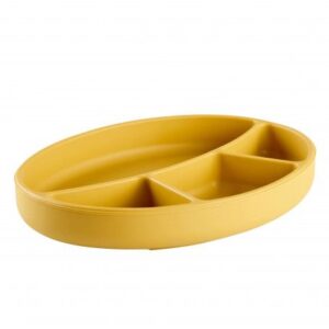 Thermobaby Silicone Suction Divided Plate for Toddlers - BPA-Free & Microwave Safe - Mustard