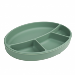 Thermobaby Silicone Suction Divided Plate for Toddlers - BPA-Free & Microwave Safe - Cactus Green