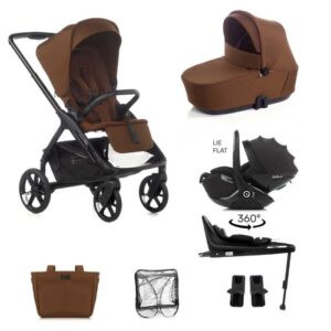 Jane Keep 3in1 + Sleep Carrycot + Kombibaby Lie-Flat 360 Baby Car Seat Bundle - Argile