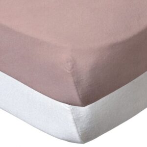 Babycalin 2-Pack Cotbed Fitted Sheets - 140x70 cm - 100% Cotton - White & Pink