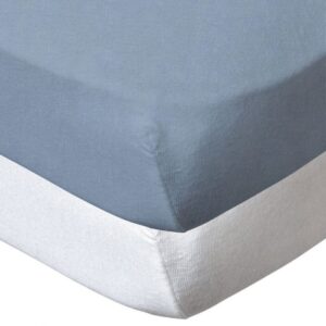 Babycalin 2-Pack Cotbed Fitted Sheets - 140x70 cm - 100% Cotton - White & Blue