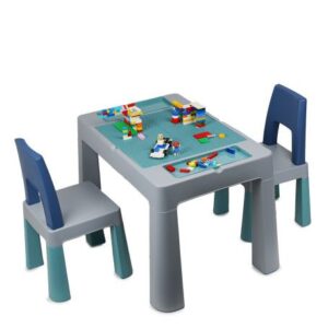 Multifunctional Children's Activity Table MULTIPLAY + 2 Chairs - Lego-Compatible, Sand & Water Play