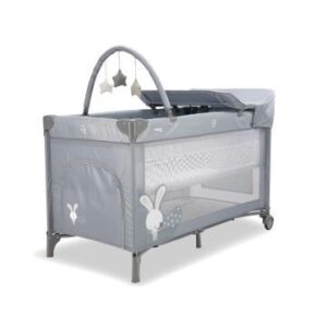 Asalvo Complete Travel Cot - Double Height, Toy Arc, Changing Table & Carry Bag