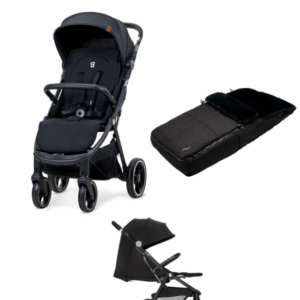 Asalvo Kibu Lightweight Stroller (Birth to 22 kg) + FREE Osann Footmuff  - Black